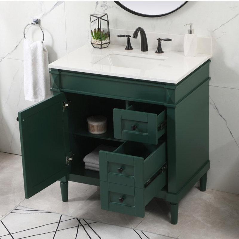 Readington 32'' Single Bathroom Vanity with Engineered Marble Top, Green