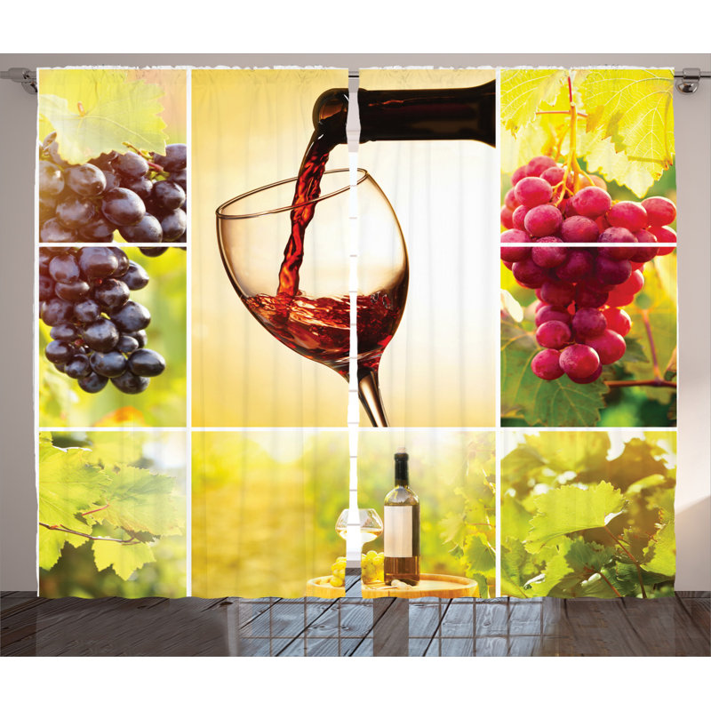 Wine Semi-Sheer Rod Pocket Curtain Panels, 54" x 108"