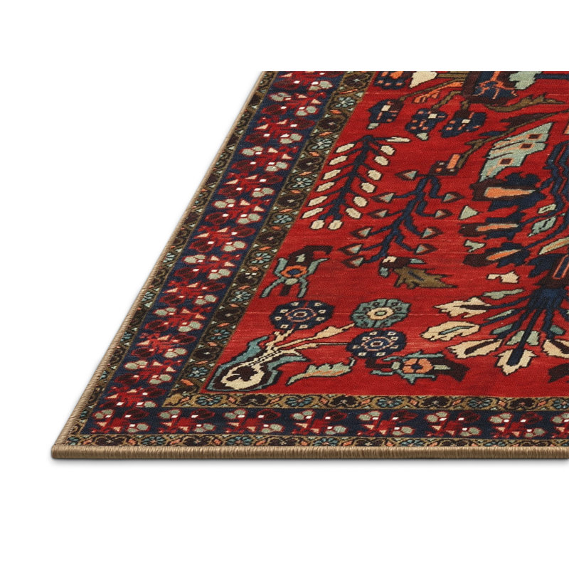 Tapis de style oriental rouge, Rectangle 5 pi x 7 pi