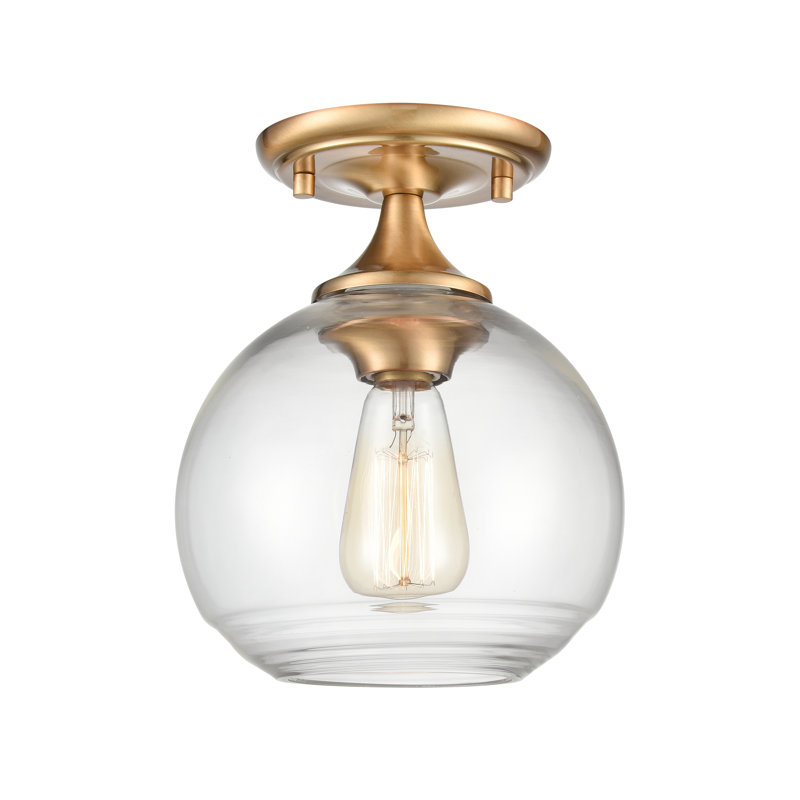 Plafonnier semi-encastré 1 lumière Angie 8 po de large - laiton satiné, Doré