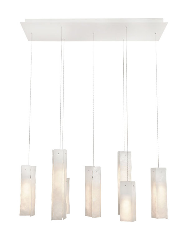 Luminaire suspendu carré / rectangulaire à 7 lumières, Blanc, 7
