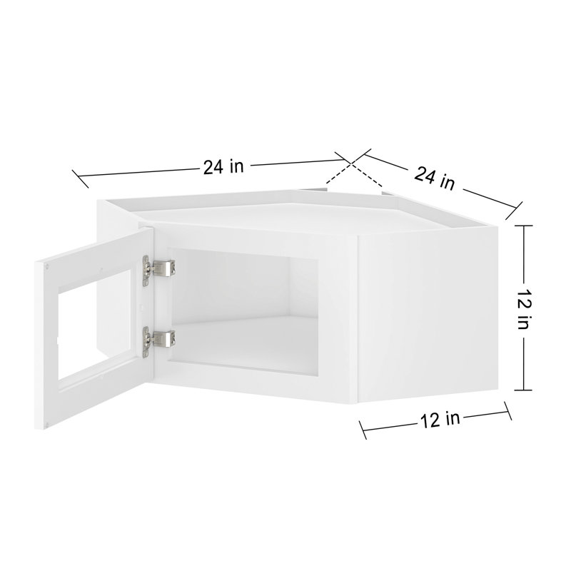 Armoire murale d'angle 12 po H, H 12 po x l 24 po x P 12 po, Blanc shaker