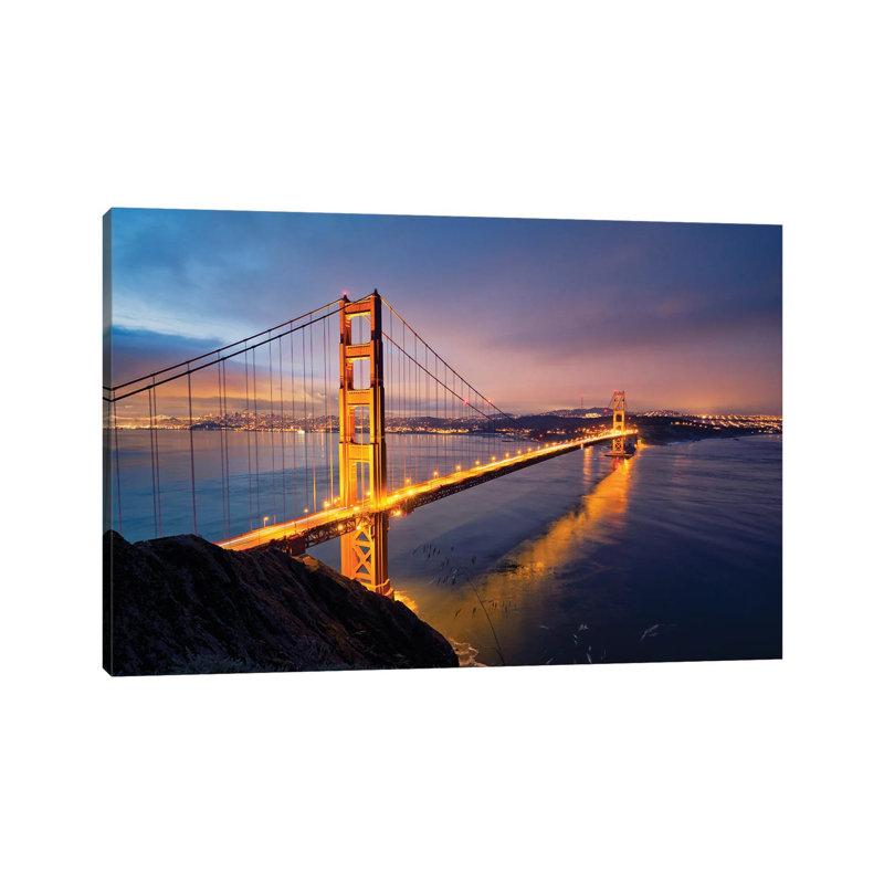 Gate Bridge II by Mateusz Piesiak - Wrapped Canvas Print, 20.32 cm H x 30.48 cm W