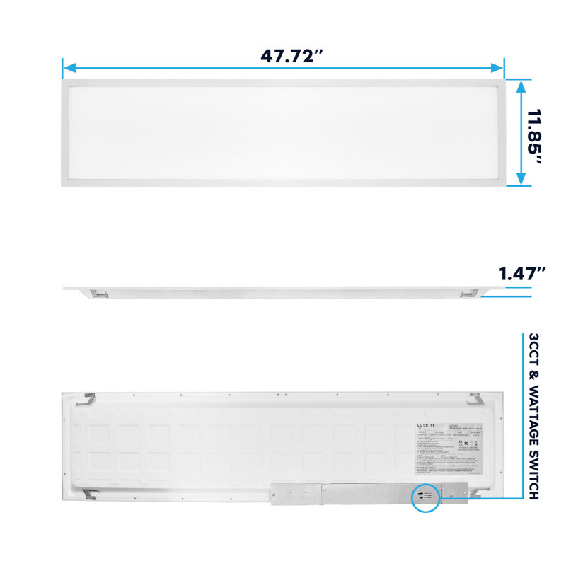 Luxrite Dimmable Rectangle Flat Panel Ceiling Light