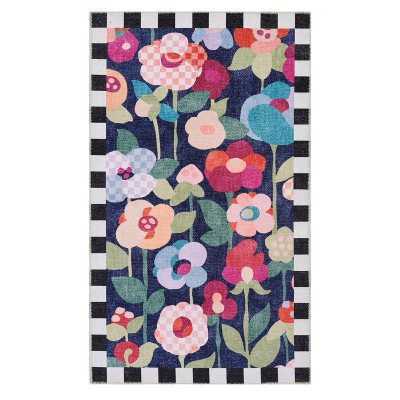 Posie Field Washable Rug, Rectangle 3' x 5'