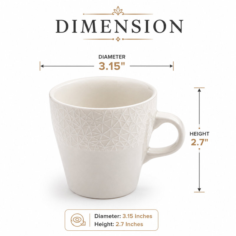 Tasse à expresso en porcelaine de qualité supérieure en tissu craquelé, 3 oz