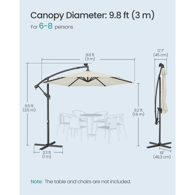 Piqua 300cm Lighted Market Parasol, Off-White