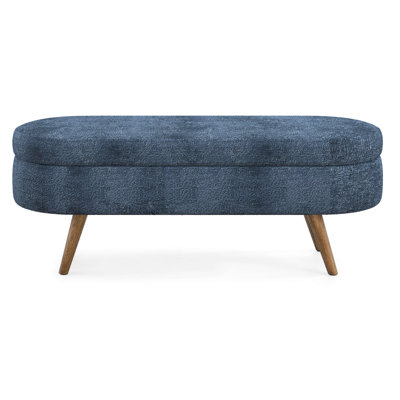 Ottoman Oval Storage Bench,Rubber Wood Legs