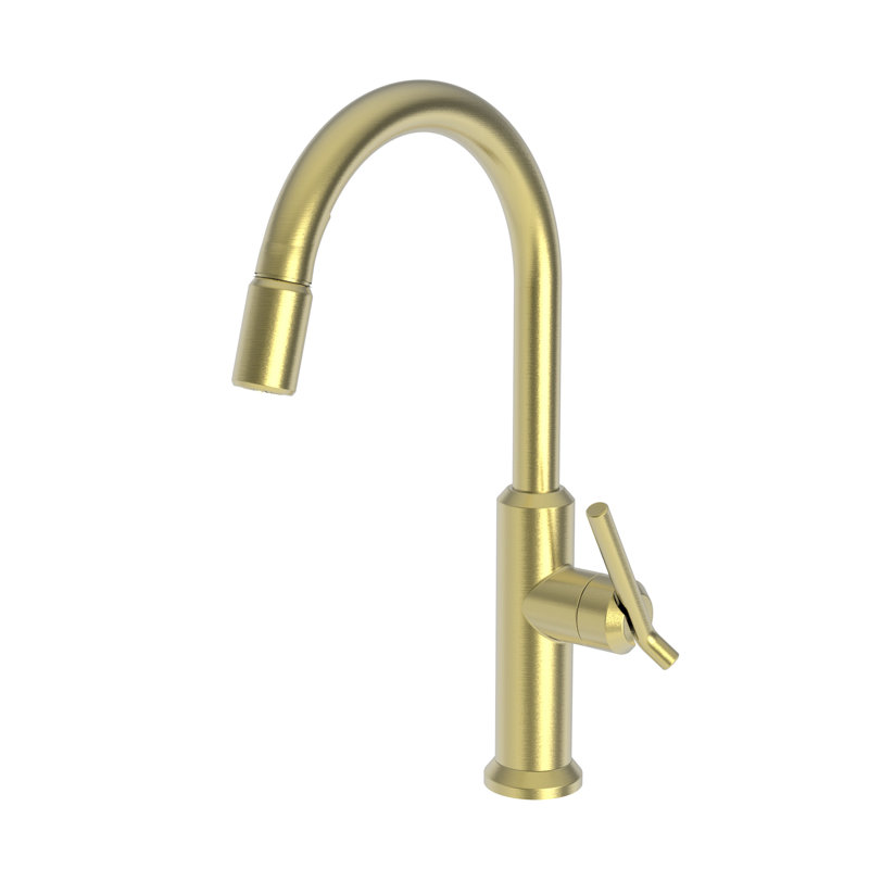 Jeter Single Handle Pull Down Kitchen Faucet, Satin Brass (PVD)