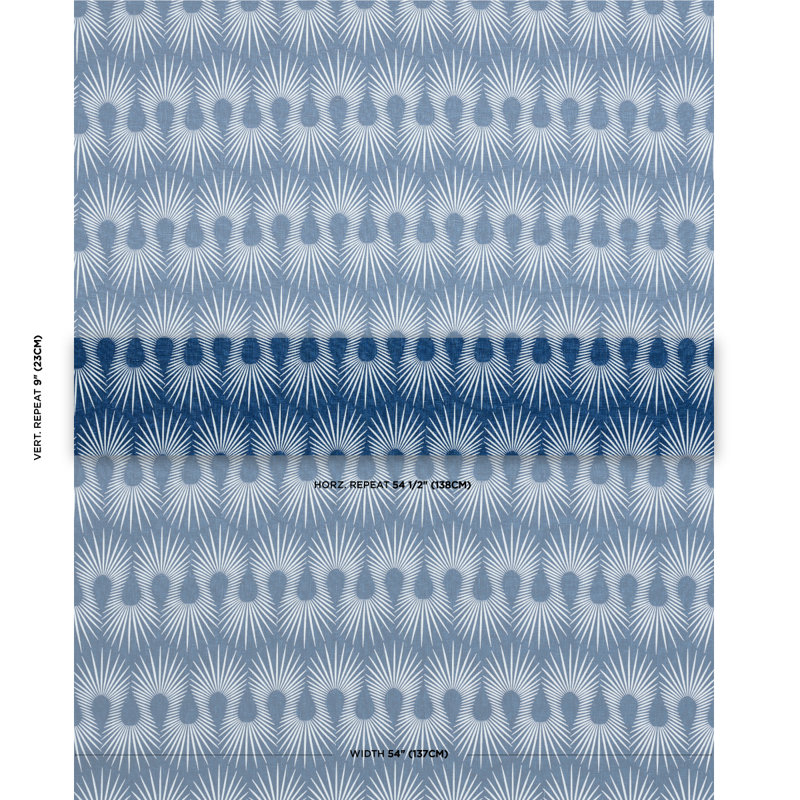 Schumacher x Neisha Crosland Hedgehog Fabric, Denim White