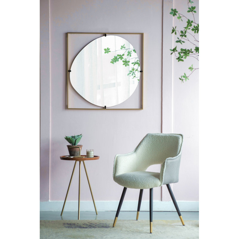 Miroir coquelicot 32 x 1 x 32 po avec cadre en métal doré de style contemporain