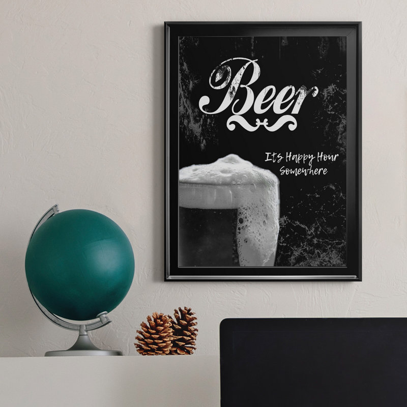 Bière - art textuel sur toile encadré, Noir, H 22,5 po x l 30,5 po x P 1,5 po
