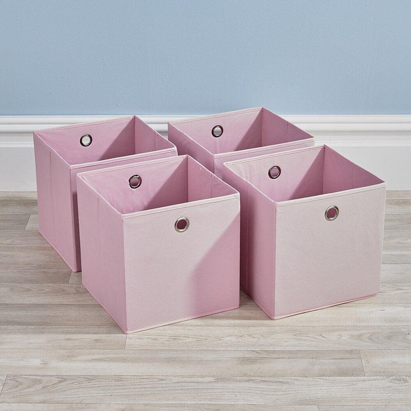 Fabric Storage Cube Organiser Box, Pink