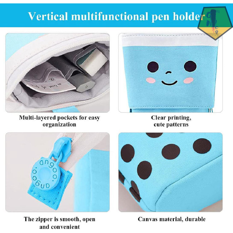 GFPGYQ Standing Pencil Case for Girls, Boba Cat Pop Up Pencil Case Cute  Telescopic Pen Pouch Holder Canvas Zip Kawaii, Kids Students Gifts 3 Packs