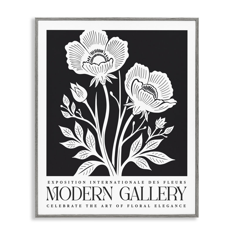 Fleurs modernes sur art giclée encadré, design par lettré et doublé, Estampe numérique Farmhouse, H 14 po x l 11 po