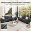 Canapé modulaire de 124 po, canapé surdimensionné en forme de U avec repose-pieds, canapé profond à 5 places avec coussin décoratif-1137733247