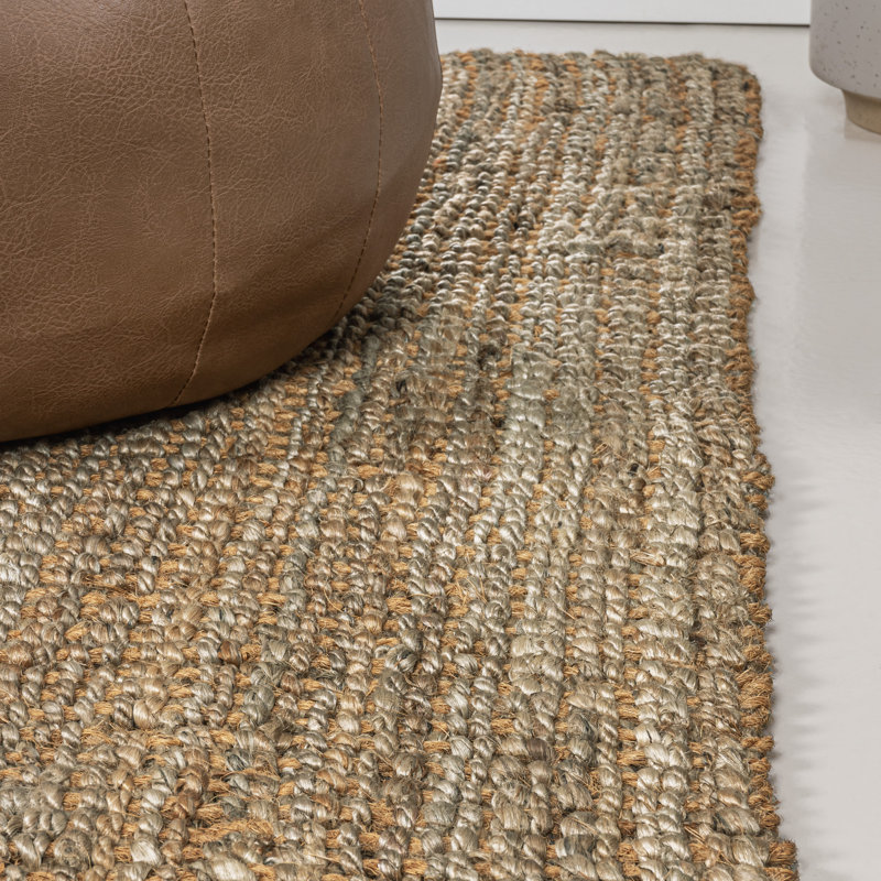 Tapis naturel en jute tissé à la main Kaileen, Tapis de couloir 2 pi 2 po x 8 pi