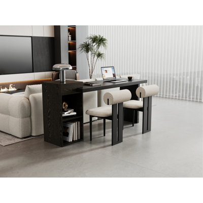 Table d'appoint moderne à grain de bois moderne - panneau d'entrée en panneau de fibres à densité moyenne avec tablettes de rangement ouvertes à 2 niveaux pour le salon, le couloir et la chambre à coucher