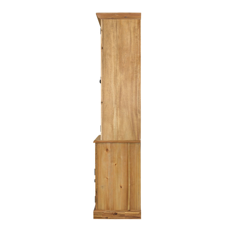 Cabinet with Glass Cabinet Doors, Brown
