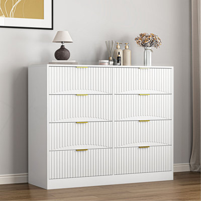 Commode à tiroirs moderne, commode pour chambre à coucher, salon, couloir et vestibule - grande armoire de rangement, panneau de tiroir noir à motifs ondulés