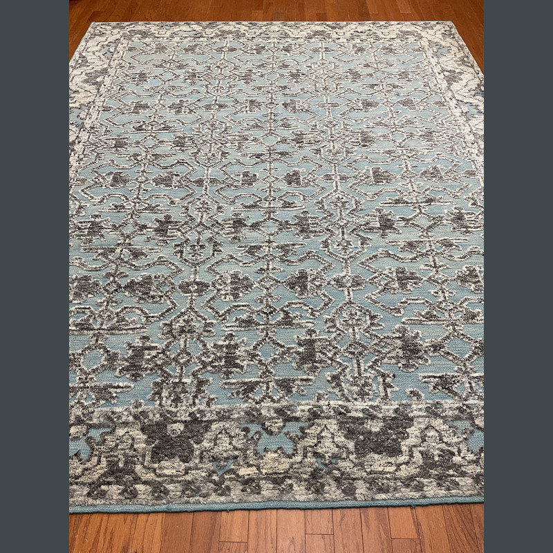 Tapis bleu unique de 8 pi x 10 pi