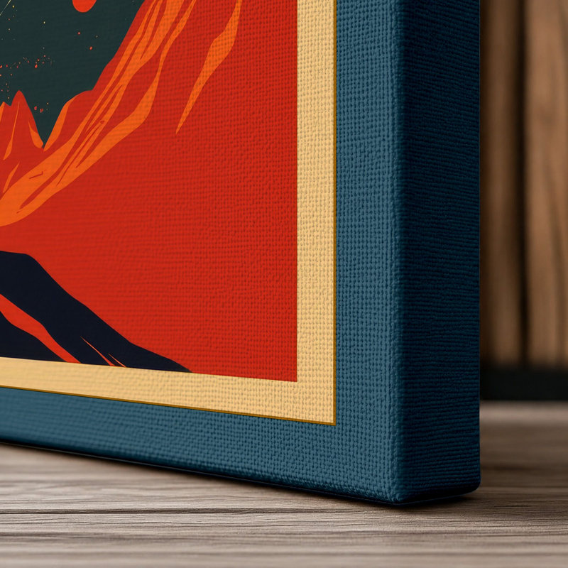 Solar Expedition Retro - Wrapped Canvas, 18x12 - 45.7 x 30.5 cm, Teal Border
