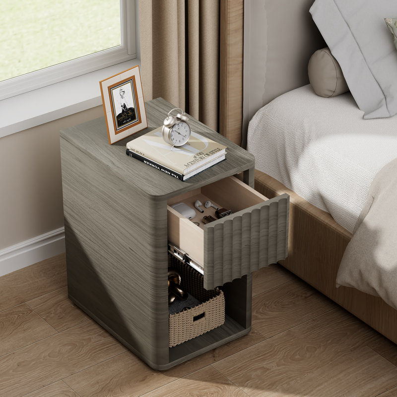 Mid-Century Modern Solid Wood Nightstand With Drawer - Fully Assembled, Brown