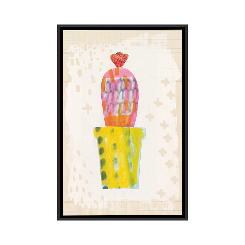 «Collage Cactus V.A, impression sur toile tendue, Toile avec cadre noir, Pas de tapis, H 48 po x l 32 po x P 1,5 po
