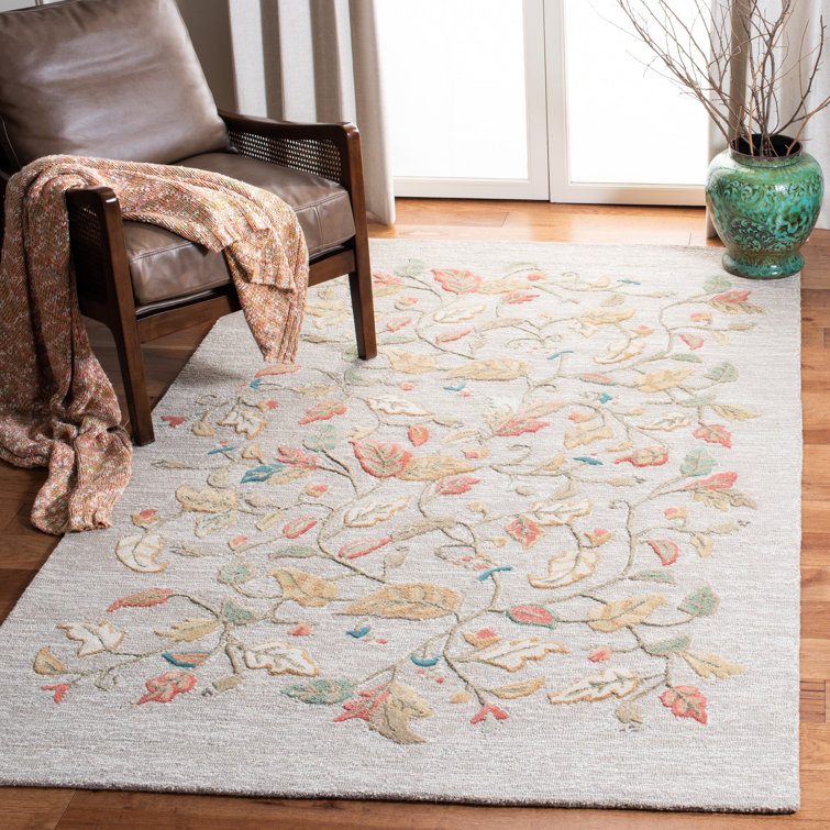 Coreatha Martha Stewart Hand Tufted Wool/Viscose Floral Rug in Persimmon Red