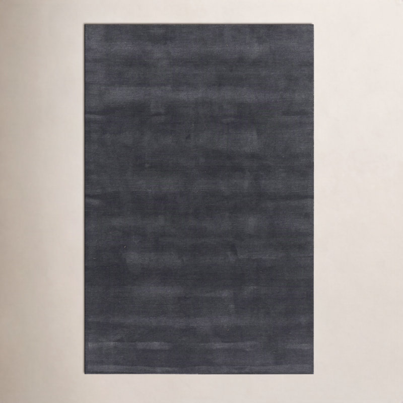 Tapis bleu uni en laine tissée à la main Tieg 8 pi x 10 pi, 8 pi x 10 pi