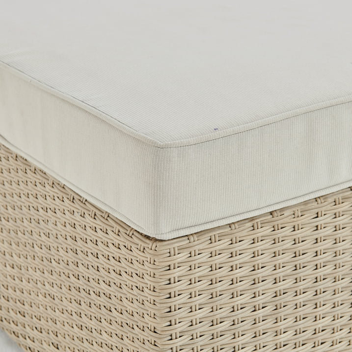 Pangkal Pinang 26"W All-Weather Wicker Outdoor Square Ottoman With Cushions