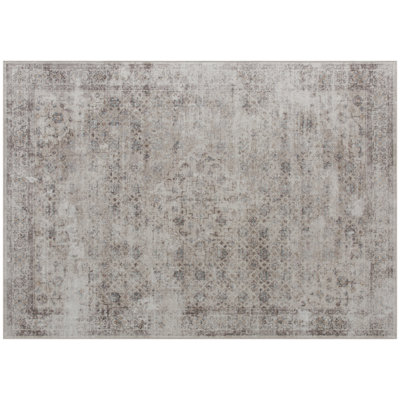 93.9x59.8in Light Mixed-Brown Chenille Area Rug, Traditional Motif Non-Slip Washable Carpet for Living Room Bedroom