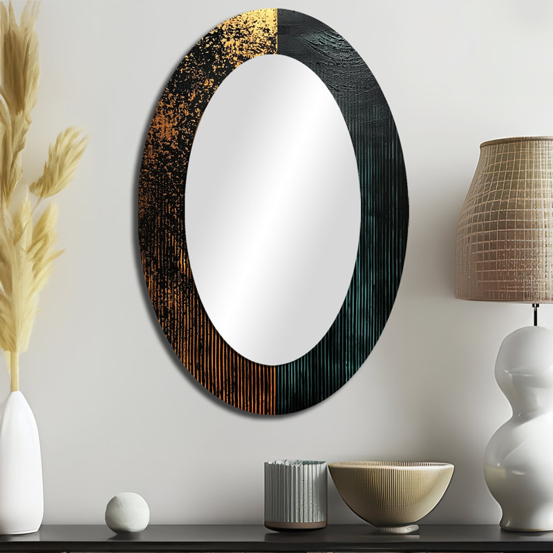 Décoration géométrique géométrique Essential Forms VII - Miroir mural ovale doré, 36 po x 24 po
