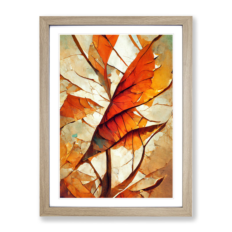 Abstract Autumn Leaf No.3 - Single Picture Frame Print, Oak, 64cm H x 46cm W x 2cm D
