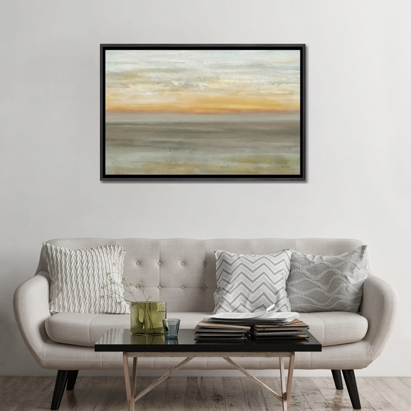 «Gray Horizon» par Cynthia Coulter - reproduction d'art, H 32 po x l 48 po x P 1,5 po, Encadrement noir décoloré
