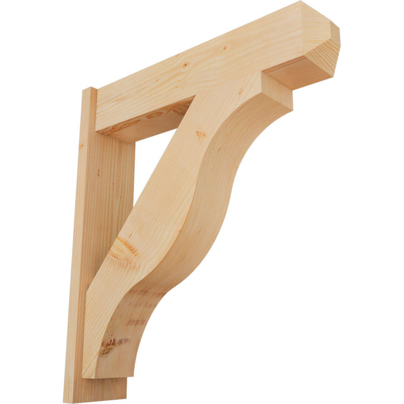Persienne en bois rustique Funston Craftsman, P 32 po x H 36 po, Sapin Douglas de 7 1/2 po (lisse)