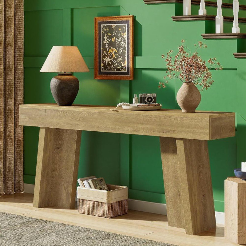 Natural Wood-grain Farmhouse Console Table - Rustic Country Charm For Entryways & Foyers
