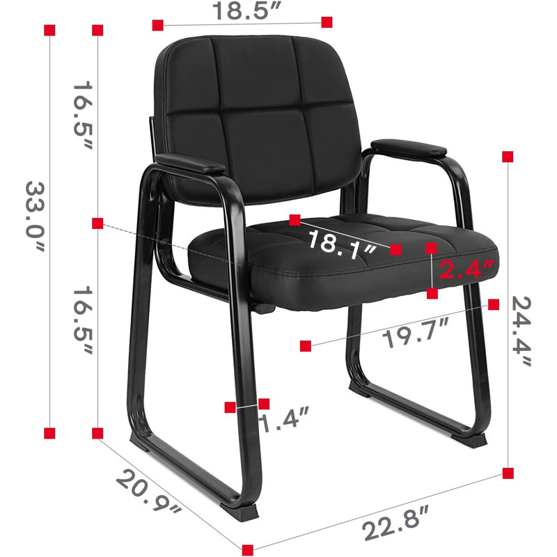 Chaise de salle d'attente avec structure en métal, Noir, Noir