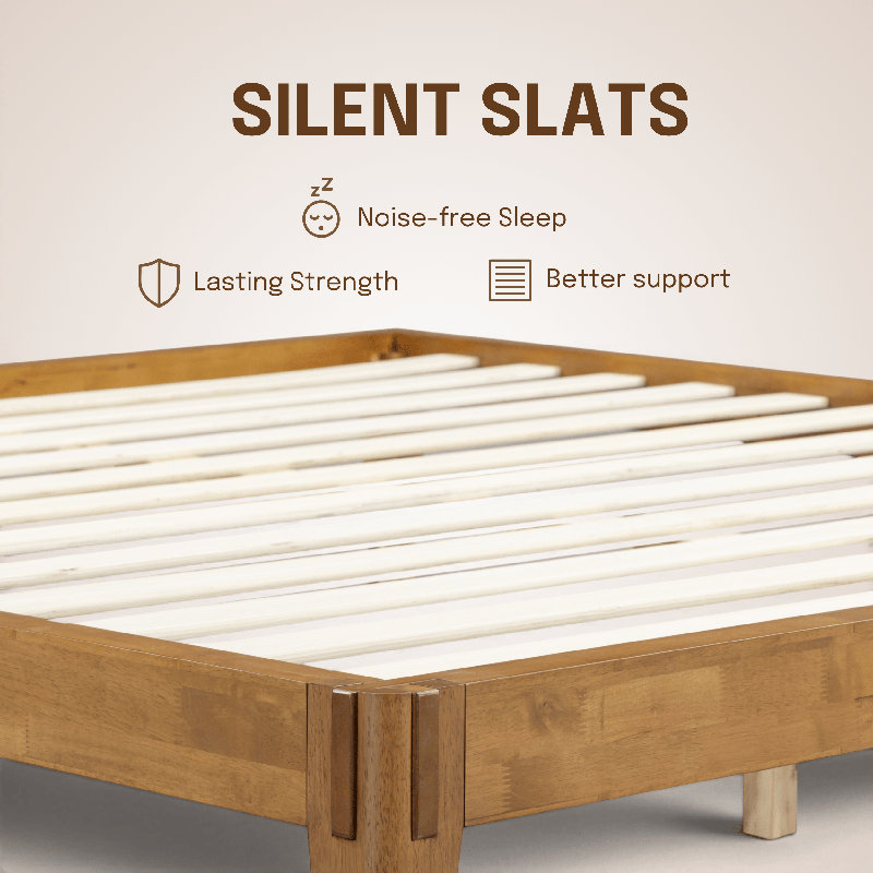 NTC Sapa Solid Wood Platform Bed Frame – Minimalist, Japanese Joinery, No Box Spring Needed, Silent Slats, Easy Assembly NTC Color: Sand Size: Queen