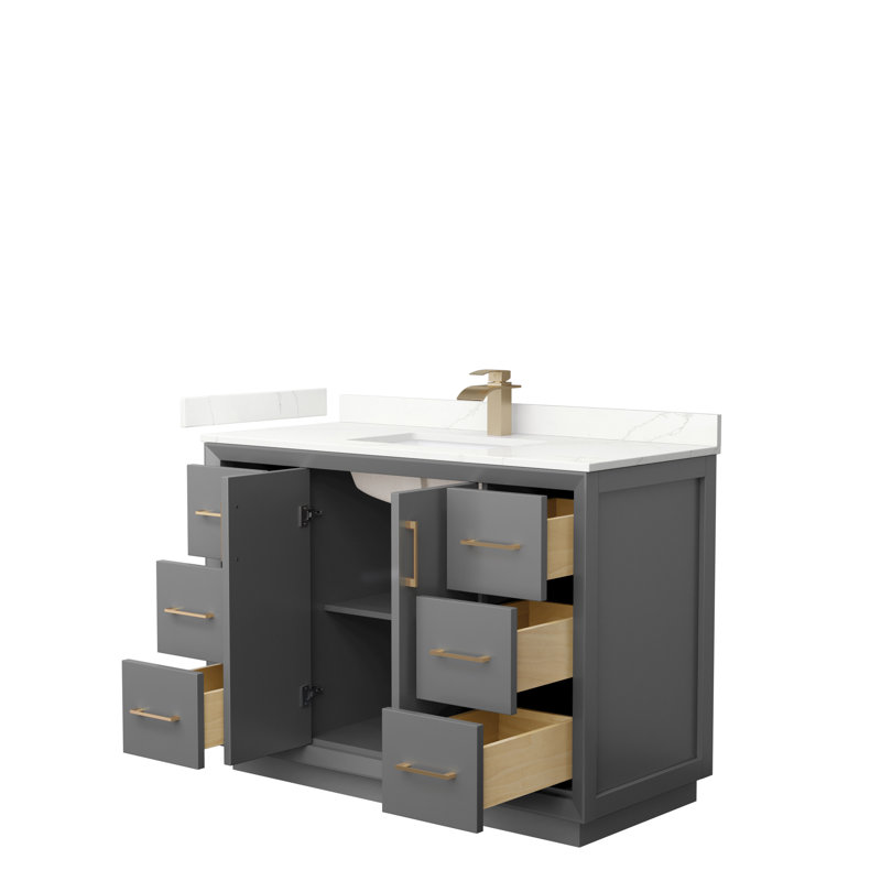Strada 48'' W Single Vanity, Matte Black, Dark Gray, Giotto Quartz