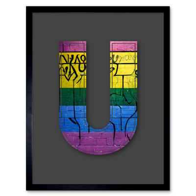 Letter U Sriped Wall 1 Piece Single Picture Frame Wall Art
