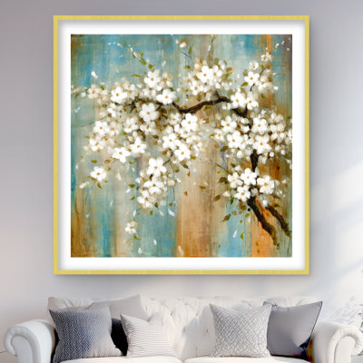 «Relaxing Cherry Blossoms - Romantic Floral», reproduction encadrée