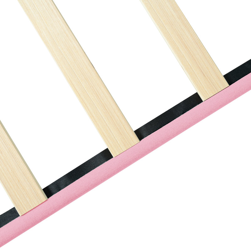 Lit double rembourré rose moderne avec tête de lit en lin - Sans sommier, assemblage rapide, cadre de conception avec ressorts à boutons requis, support à lattes de bois, facile à assembler, poids de 500 lb
