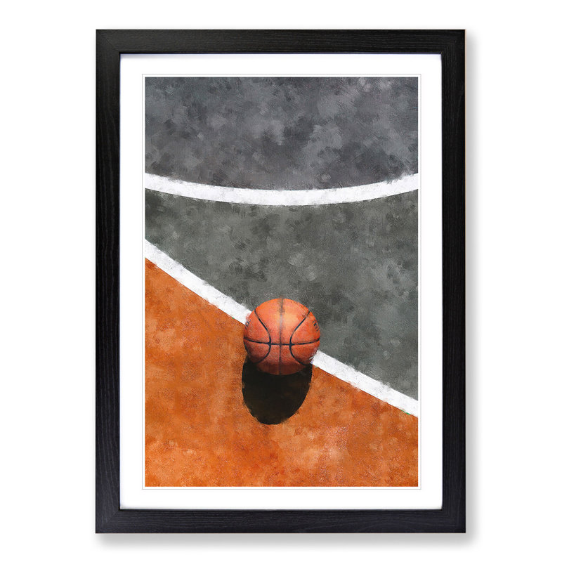 Basketball Court - Picture Frame Painting, 48cm H x 36cm W x 2cm D, Black Framed