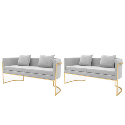 Ensemble de 2 bancs de rangement en velours double pour canapé