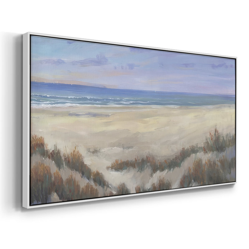 Derrière les dunes I - Toile tendue avec châssis encadré - Prêt à être accroché, H 21 po x l 41 po, Blanc
