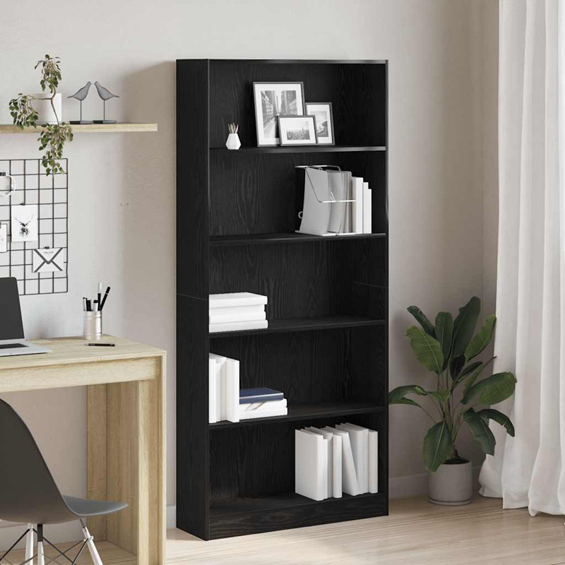 Rian Standard Bookcase, Black Oak, (5 Shelves) 176cmH x 80cmW x 24cmD