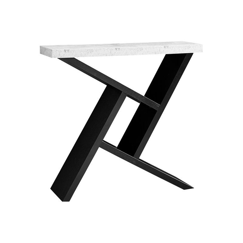 Grey And Black Laminate Bedroom Accent - Contemporary Console With Architectural Top And Storage Spacious Rectangular For Hallway Table In Open Base
