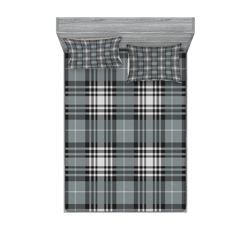 Drap-housse à carreaux et coussin décoratif Ambesonne, Ensemble de draps pour très grand lit californien