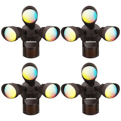 3CCT LED Sensor Flood Light Dusk to Dawn 37.5W(300W Eqv.) 3 Lighting Modes, Bronze